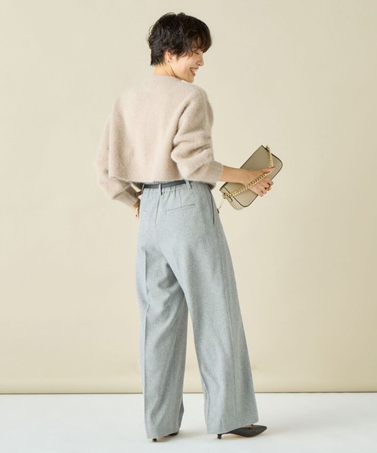 NOLLEY'S「《手洗い可能》《アンサンブル対応》プレミアムヘアリークロップドクルーネックカーディガン」|カーディガン|