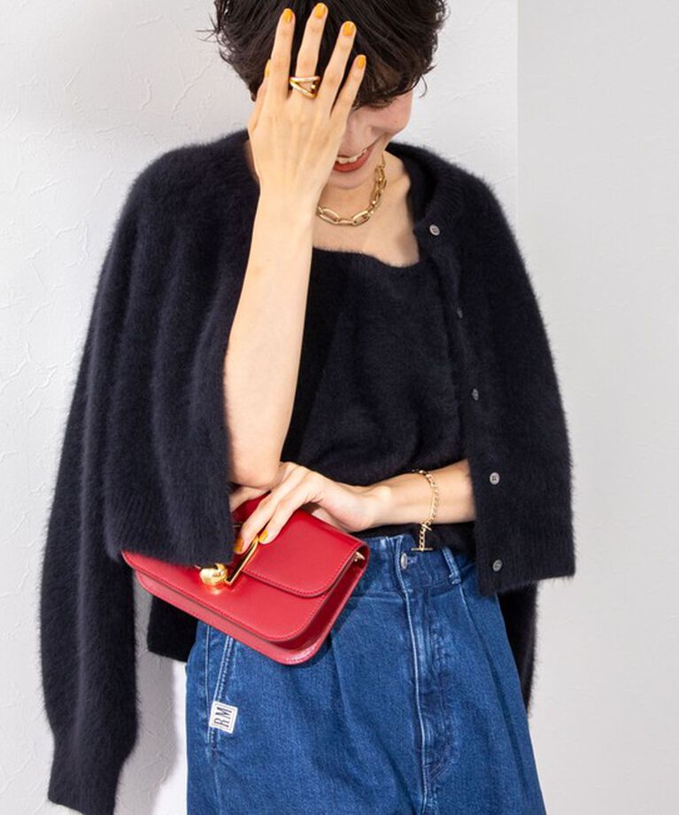 NOLLEY'S「《手洗い可能》《アンサンブル対応》プレミアムヘアリークロップドクルーネックカーディガン」|カーディガン|