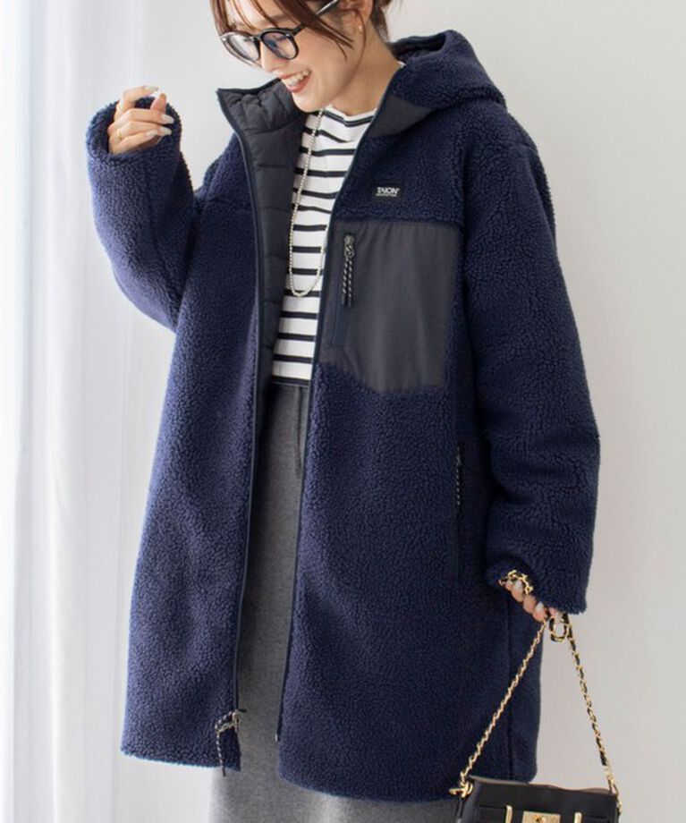 NOLLEY'S「◇【WEB限定】【TAION/タイオン】別注ボア×ダウンフードコート(リバーシブル) 24AW」|ダウン|ネイビー