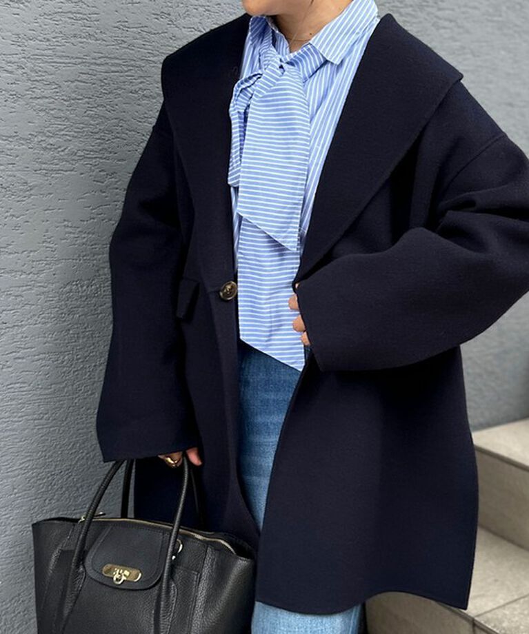 NOLLEY'S sophi「◇【WEB限定カラーあり】SUPER140リバーショールコート 24AW」|ダッフルコート|ネイビー