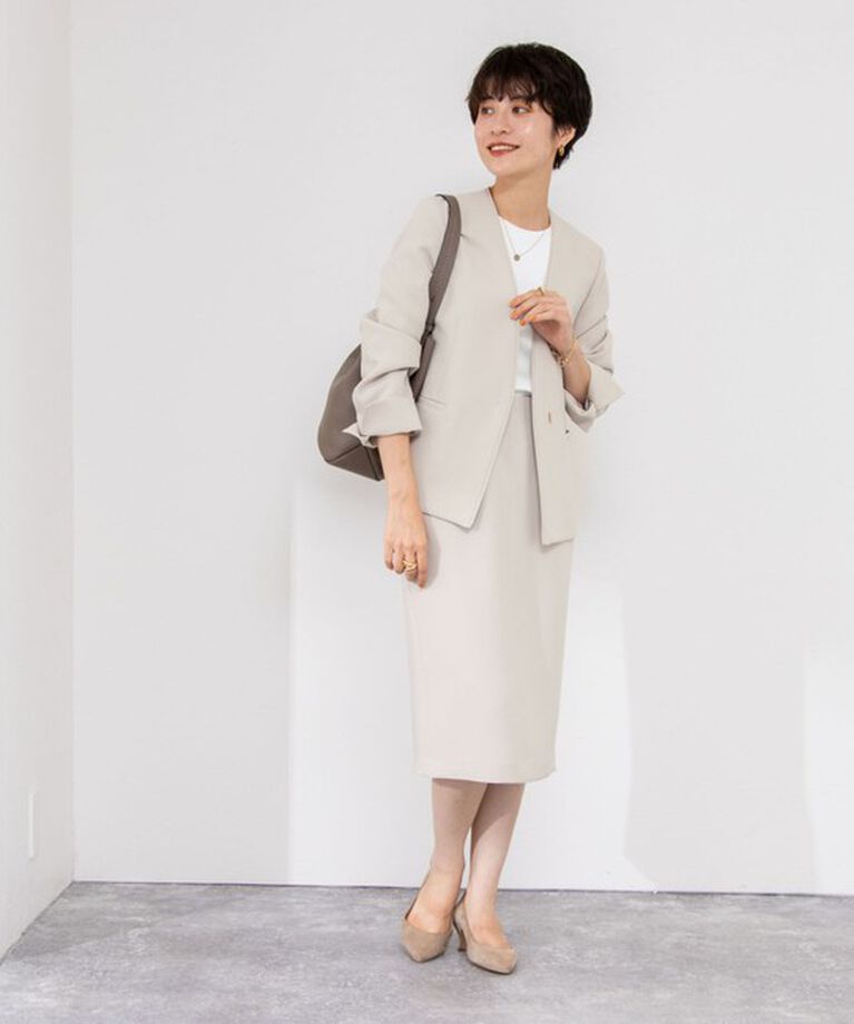 NOLLEY'S sophi「《セットアップ対応》ウォッシャブルダブルクロスノーカラージャケット」|ノーカラージャケット|