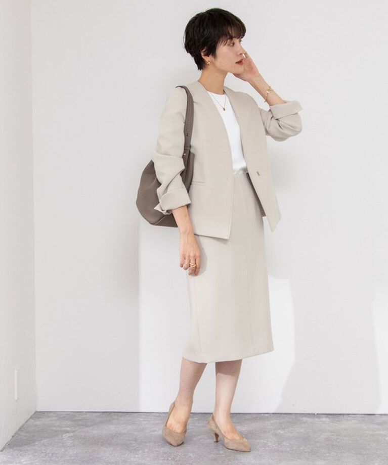 NOLLEY'S sophi「《セットアップ対応》ウォッシャブルダブルクロスノーカラージャケット」|ノーカラージャケット|