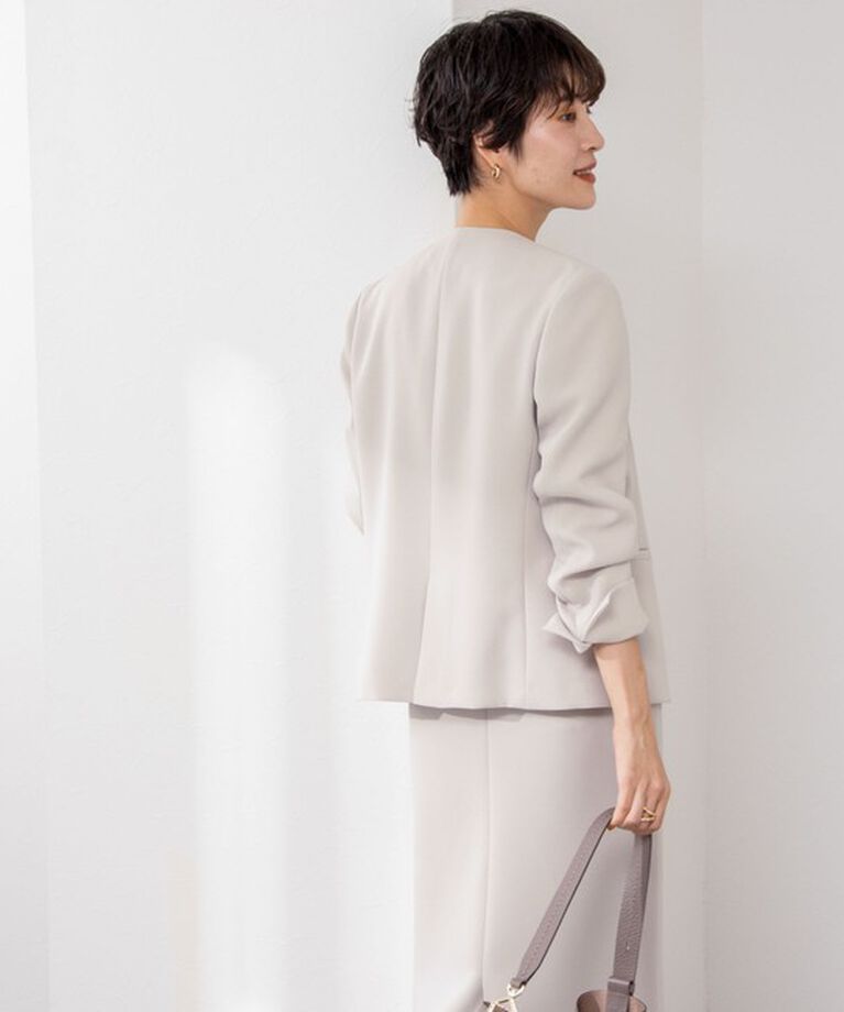 NOLLEY'S sophi「《セットアップ対応》ウォッシャブルダブルクロスノーカラージャケット」|ノーカラージャケット|