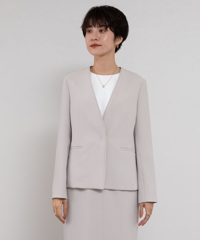 NOLLEY'S sophi「《セットアップ対応》ウォッシャブルダブルクロスノーカラージャケット」|ノーカラージャケット|