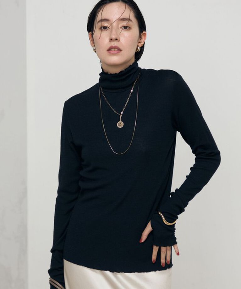 NOLLEY'S「MY STANDARDウォッシャブルリブタートル 24AW」|Tシャツ・カットソー|ネイビー