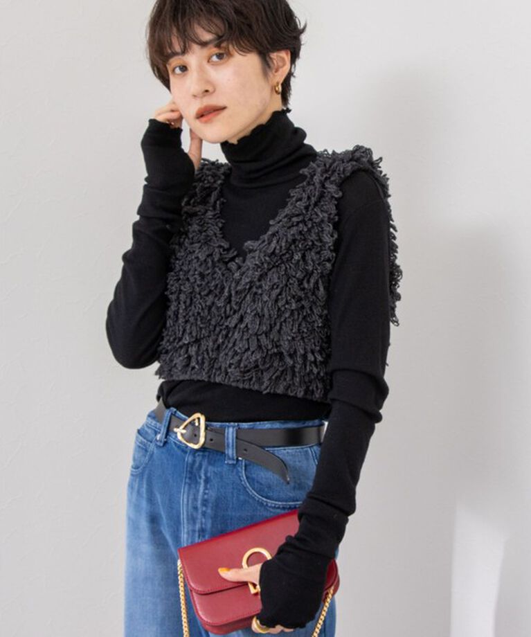 NOLLEY'S「MY STANDARDウォッシャブルリブタートル 24AW」|Tシャツ・カットソー|ブラック