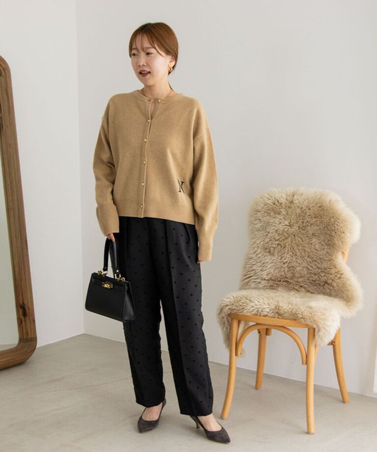 NOLLEY'S「ロゴインターシャ2WAYクルーネックカーディガン 24AW」|カーディガン|