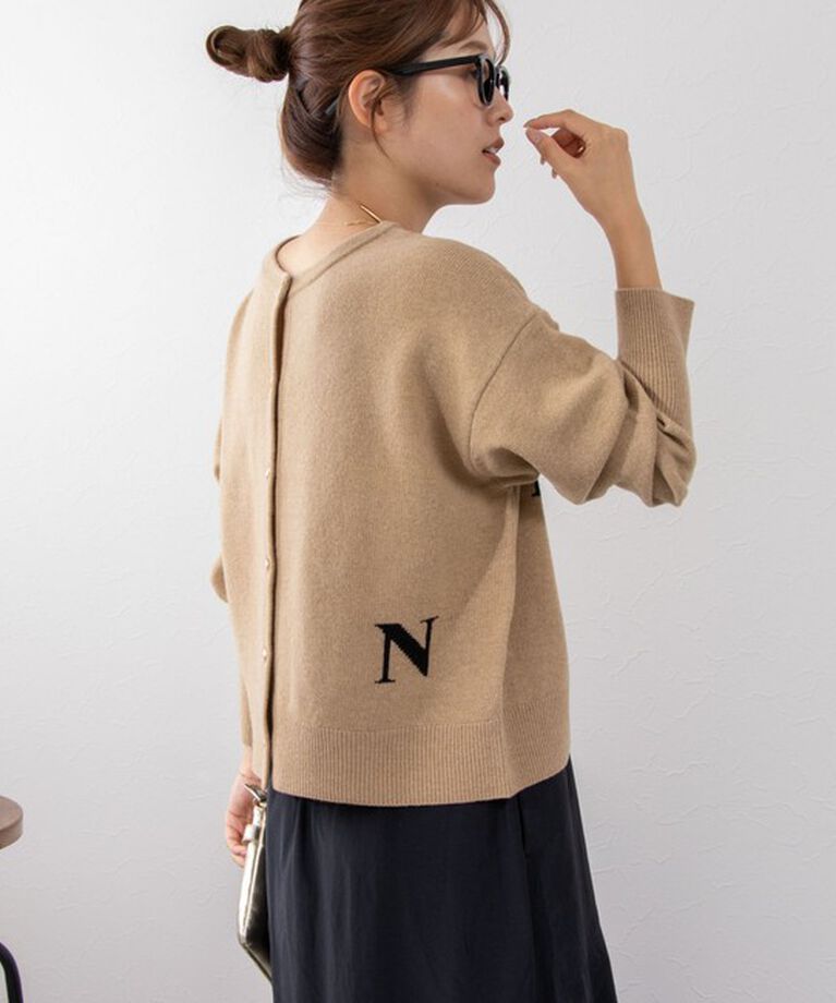 NOLLEY'S「ロゴインターシャ2WAYクルーネックカーディガン 24AW」|カーディガン|