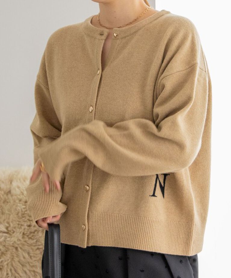 NOLLEY'S「ロゴインターシャ2WAYクルーネックカーディガン 24AW」|カーディガン|