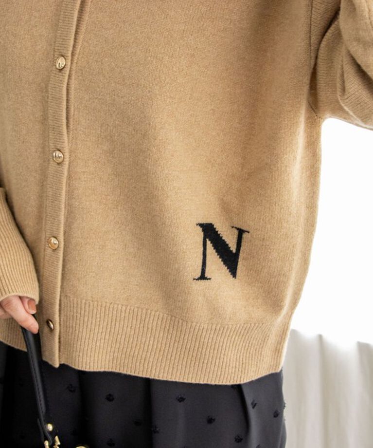 NOLLEY'S「ロゴインターシャ2WAYクルーネックカーディガン 24AW」|カーディガン|