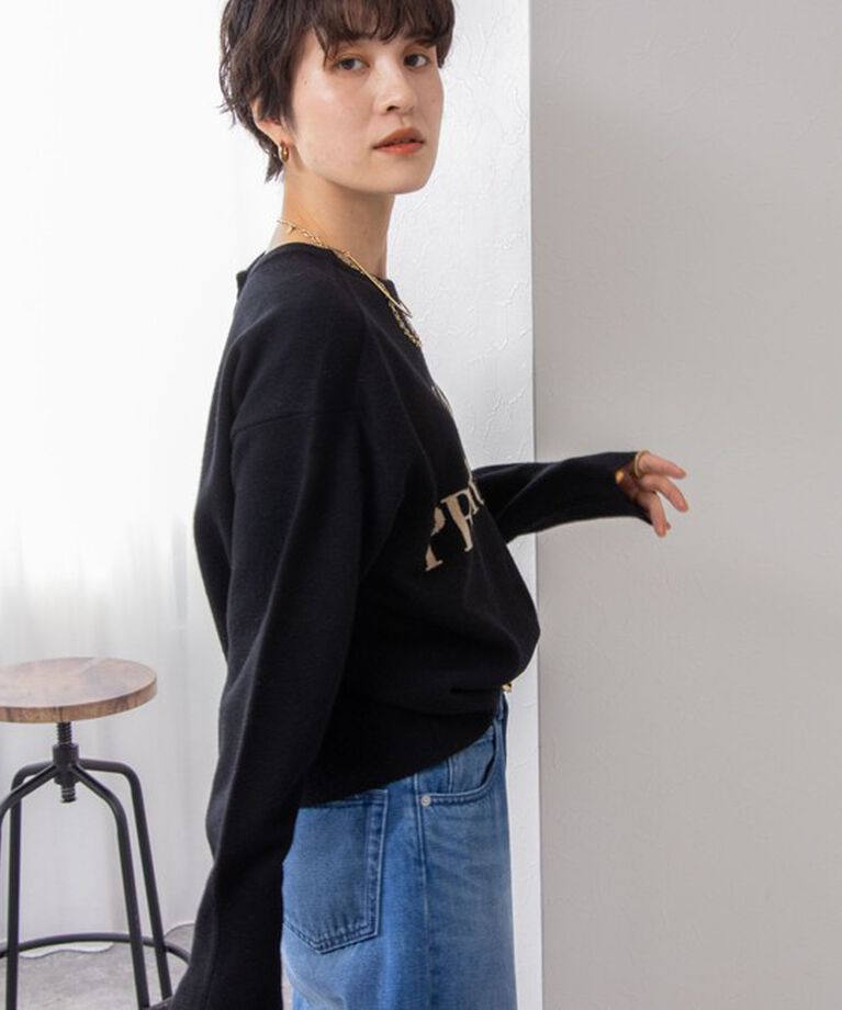 NOLLEY'S「ロゴインターシャ2WAYクルーネックカーディガン 24AW」|カーディガン|