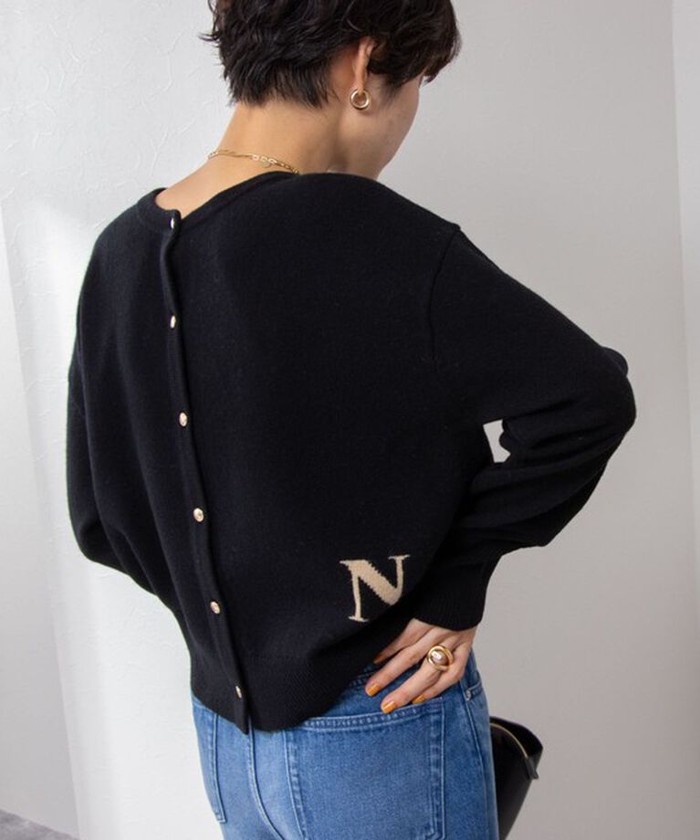 NOLLEY'S「ロゴインターシャ2WAYクルーネックカーディガン 24AW」|カーディガン|