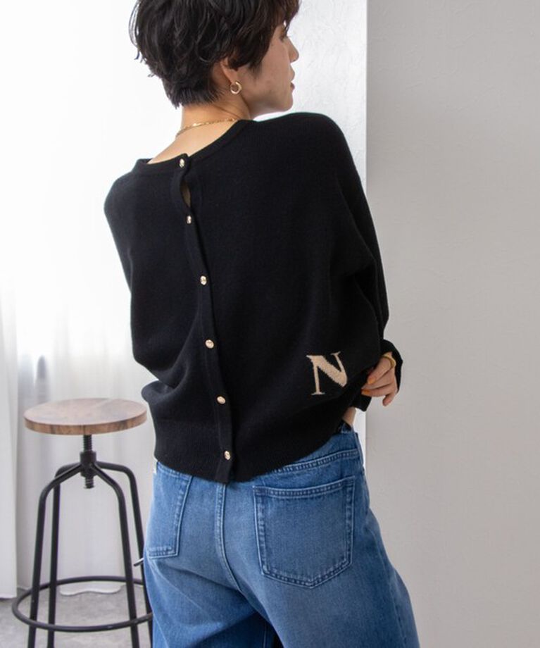 NOLLEY'S「ロゴインターシャ2WAYクルーネックカーディガン 24AW」|カーディガン|