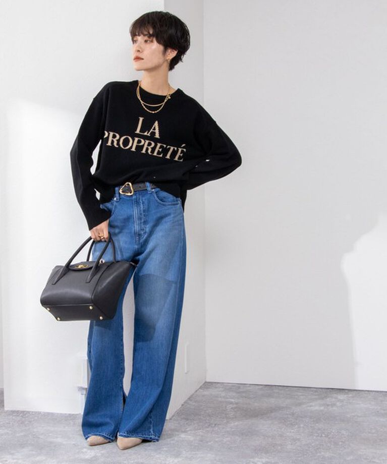 NOLLEY'S「ロゴインターシャ2WAYクルーネックカーディガン 24AW」|カーディガン|