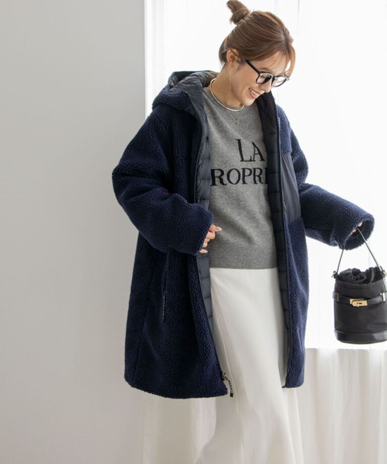 NOLLEY'S「ロゴインターシャ2WAYクルーネックカーディガン 24AW」|カーディガン|