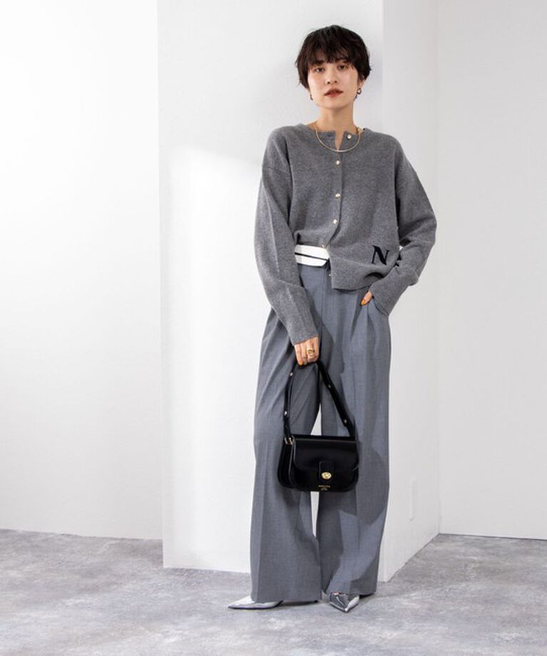 NOLLEY'S「ロゴインターシャ2WAYクルーネックカーディガン 24AW」|カーディガン|