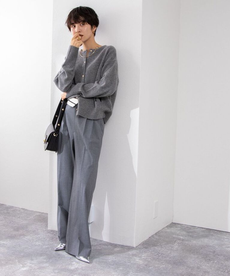 NOLLEY'S「ロゴインターシャ2WAYクルーネックカーディガン 24AW」|カーディガン|