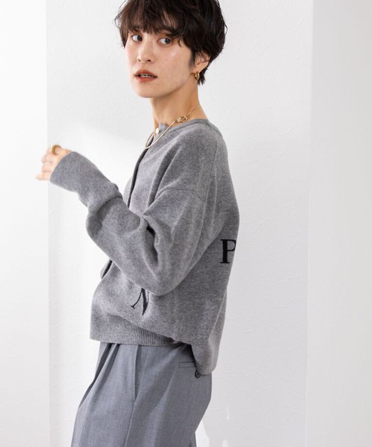 NOLLEY'S「ロゴインターシャ2WAYクルーネックカーディガン 24AW」|カーディガン|