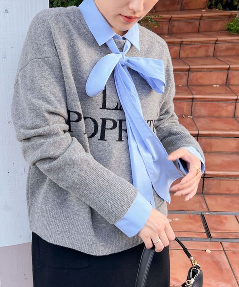 NOLLEY'S「ロゴインターシャ2WAYクルーネックカーディガン 24AW」|カーディガン|