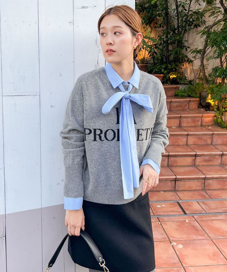 NOLLEY'S「ロゴインターシャ2WAYクルーネックカーディガン 24AW」|カーディガン|