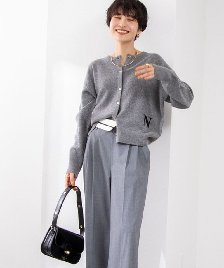 NOLLEY'S「ロゴインターシャ2WAYクルーネックカーディガン 24AW」|カーディガン|