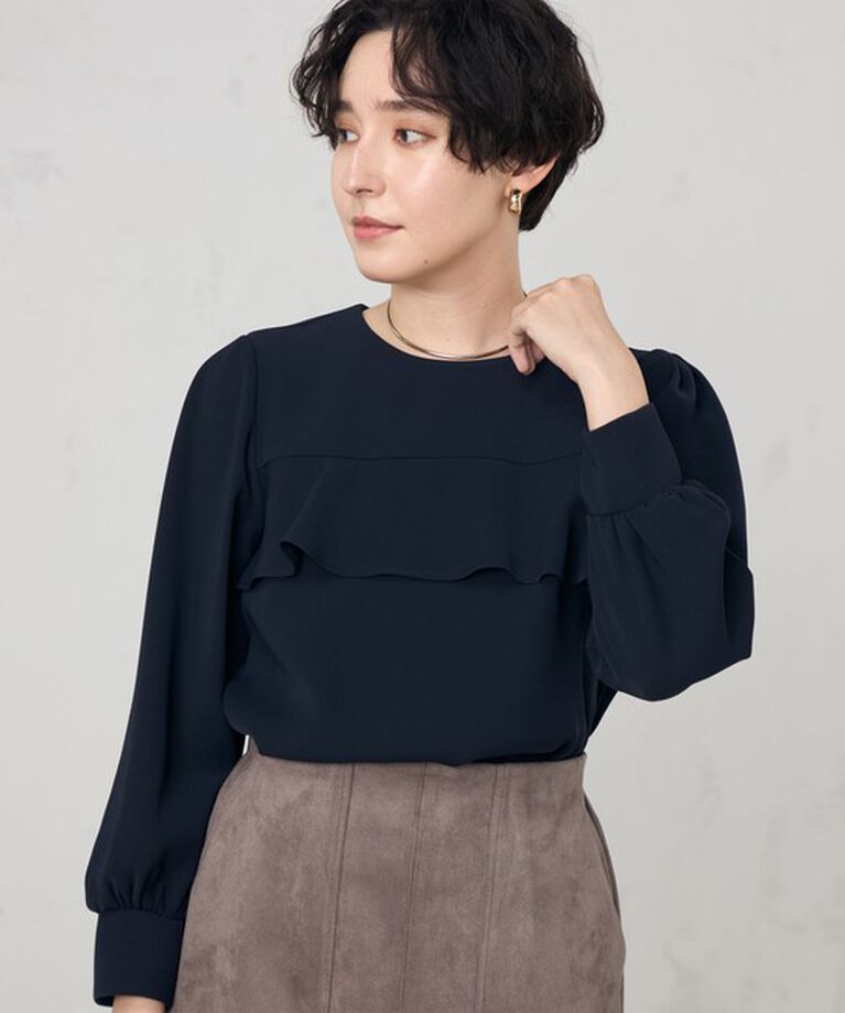 NOLLEY'S「《セットアップ対応》ウォッシャブルダブルクロスブラウス」|シャツ・ブラウス|ネイビー