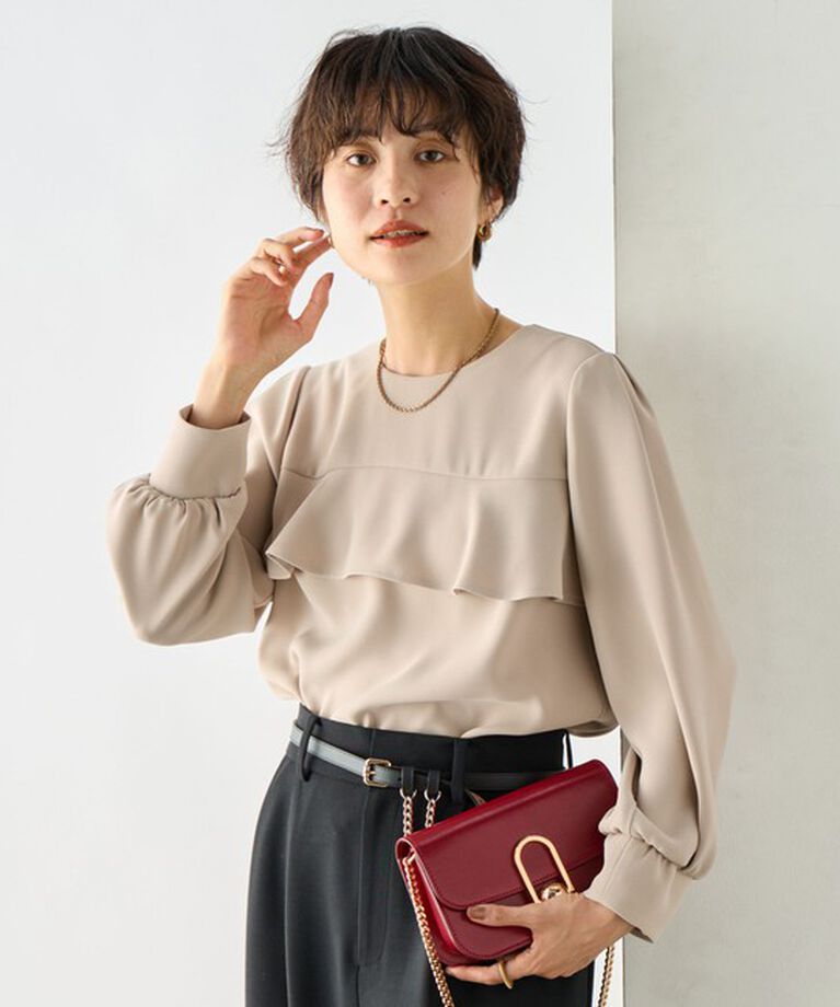 NOLLEY'S「《セットアップ対応》ウォッシャブルダブルクロスブラウス」|シャツ・ブラウス|ベージュ