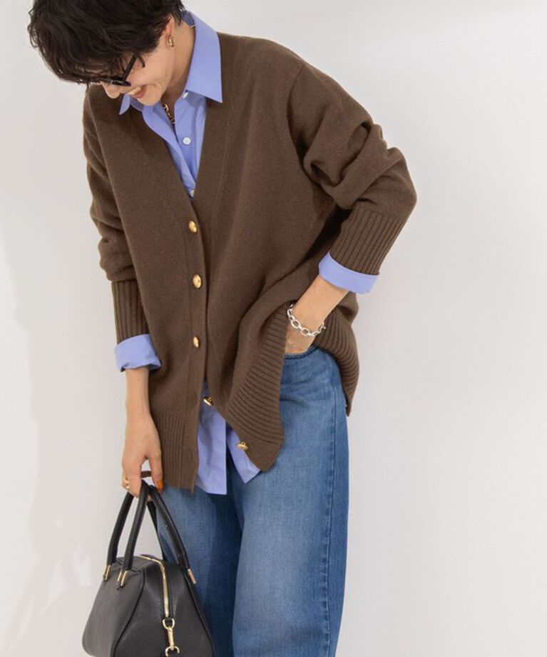 NOLLEY'S「◇【WEB限定】カシミヤブレンド長めVネックカーディガン(金ボタン) 24AW」|カーディガン|