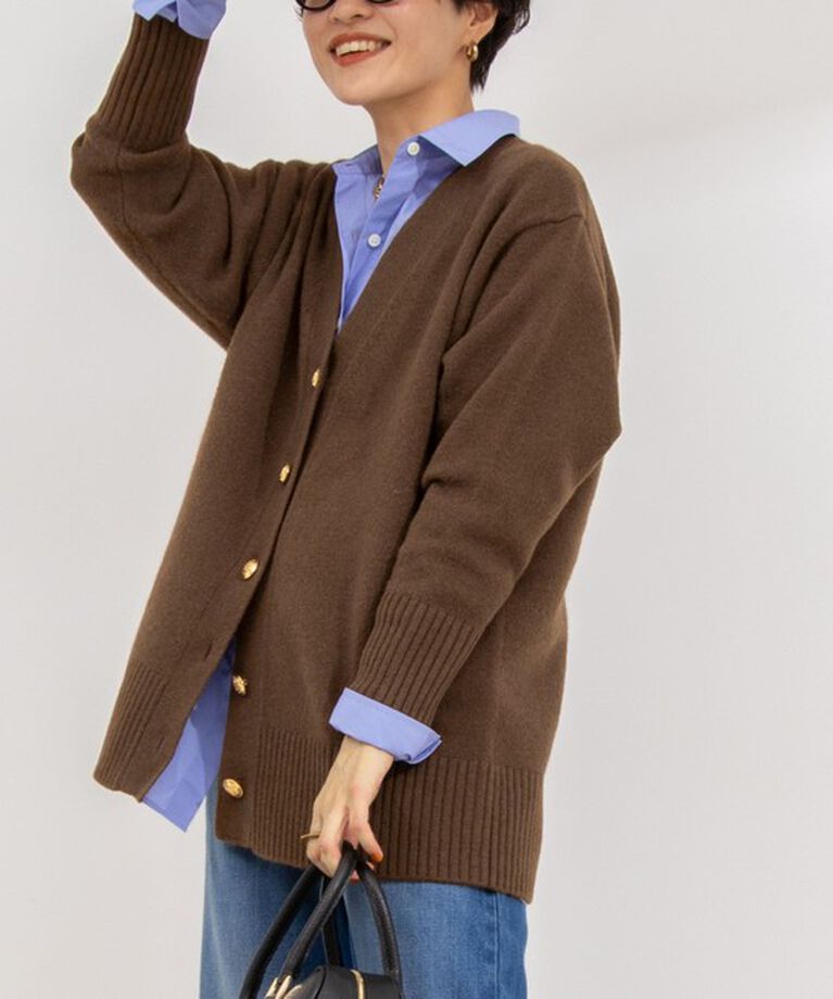 NOLLEY'S「◇【WEB限定】カシミヤブレンド長めVネックカーディガン(金ボタン) 24AW」|カーディガン|