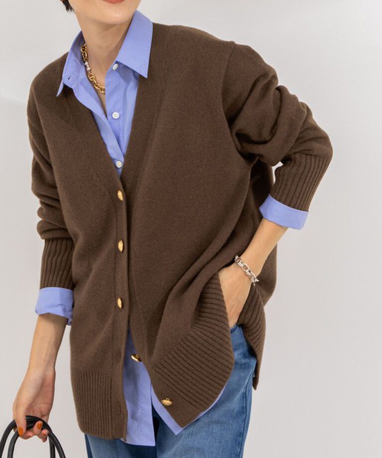 NOLLEY'S「◇【WEB限定】カシミヤブレンド長めVネックカーディガン(金ボタン) 24AW」|カーディガン|