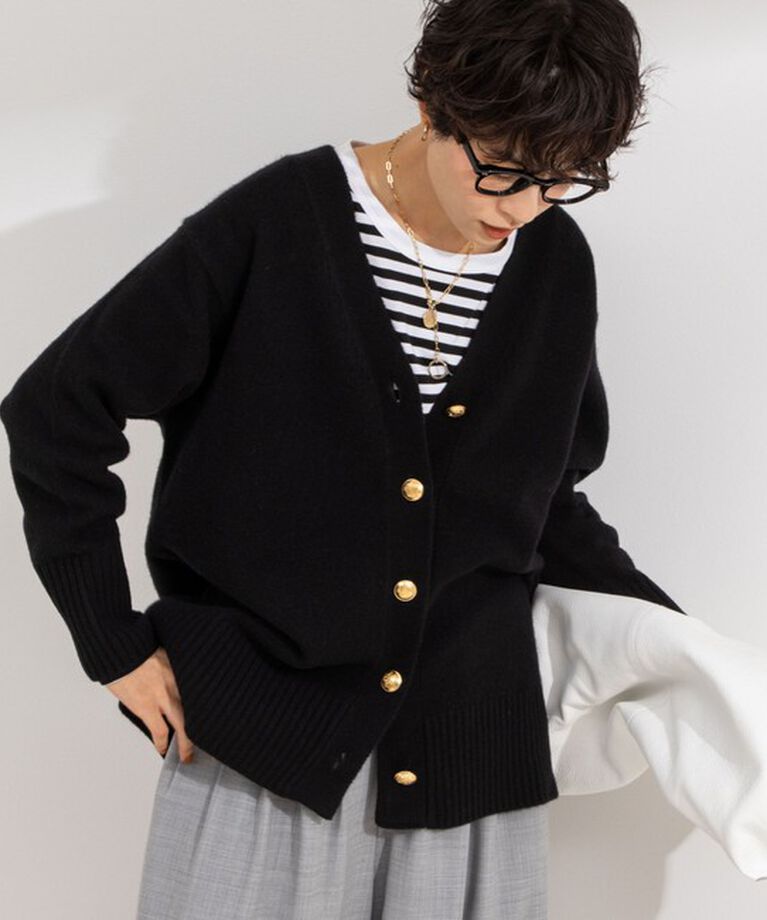 NOLLEY'S「◇【WEB限定】カシミヤブレンド長めVネックカーディガン(金ボタン) 24AW」|カーディガン|