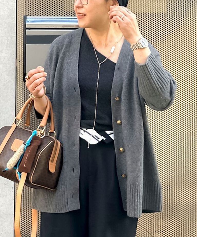 NOLLEY'S「◇【WEB限定】カシミヤブレンド長めVネックカーディガン(金ボタン) 24AW」|カーディガン|チャコールグレー