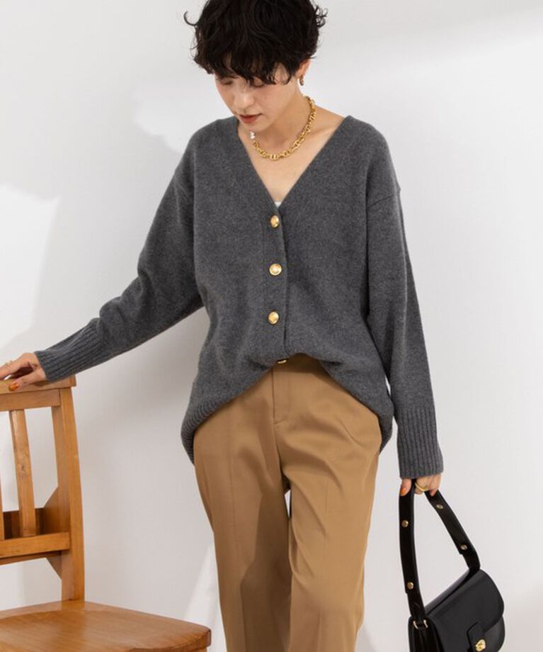 NOLLEY'S「◇【WEB限定】カシミヤブレンド長めVネックカーディガン(金ボタン) 24AW」|カーディガン|