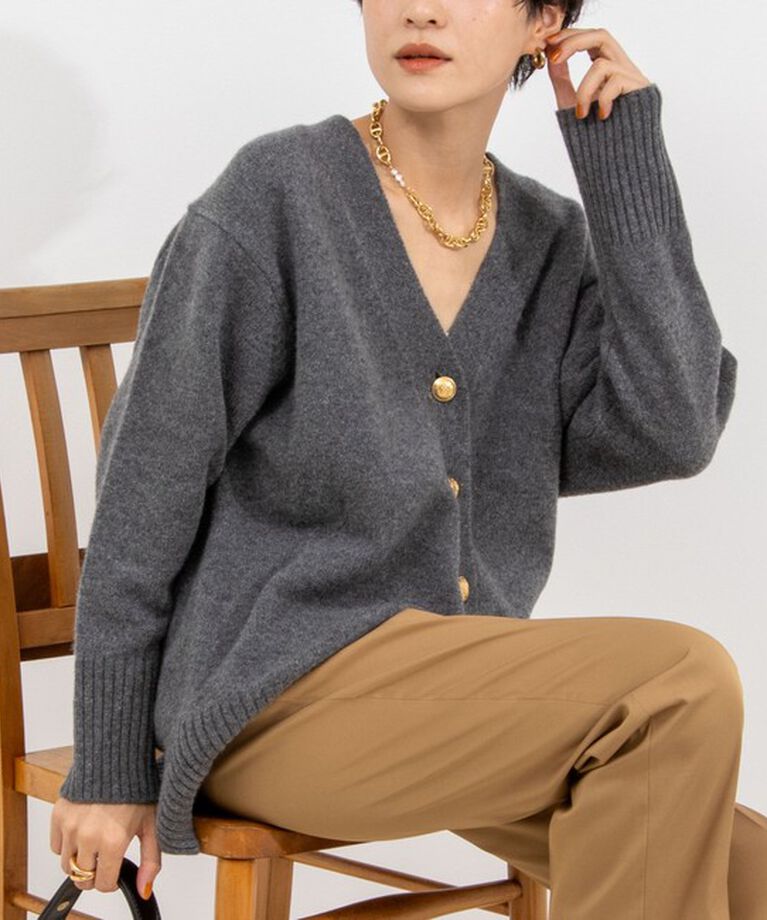 NOLLEY'S「◇【WEB限定】カシミヤブレンド長めVネックカーディガン(金ボタン) 24AW」|カーディガン|