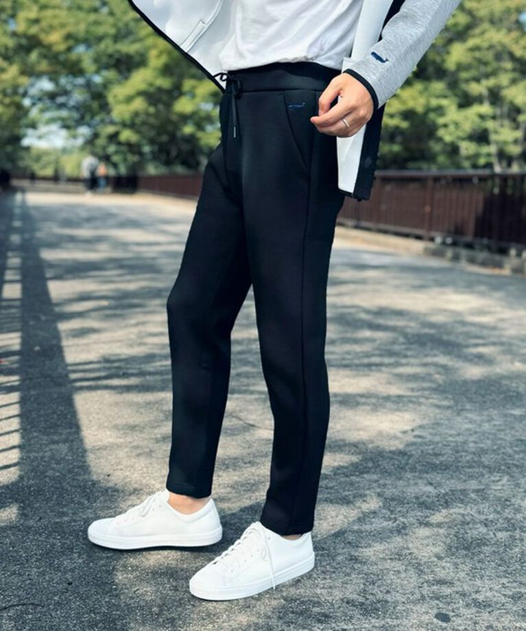 NOLLEY'S goodman「クジラ刺繍ダンボールニット イージーパンツ 24AW」|チノ|ブラック