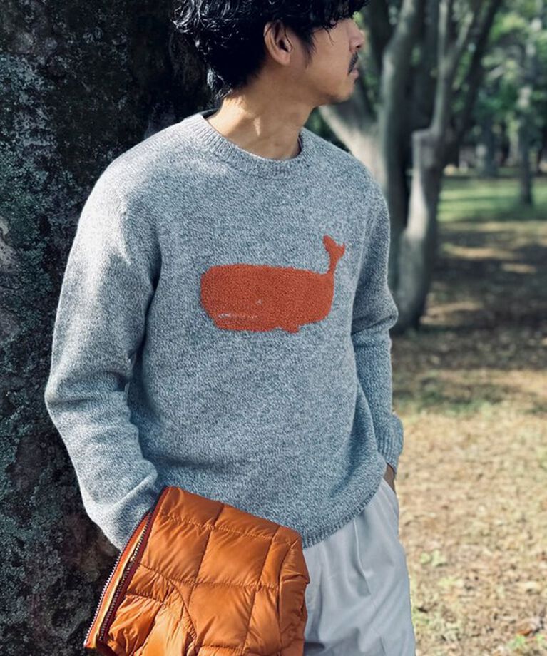 NOLLEY'S goodman「クジラインターシャ クルーネックニット 24AW」|ニット・セーター|グレー