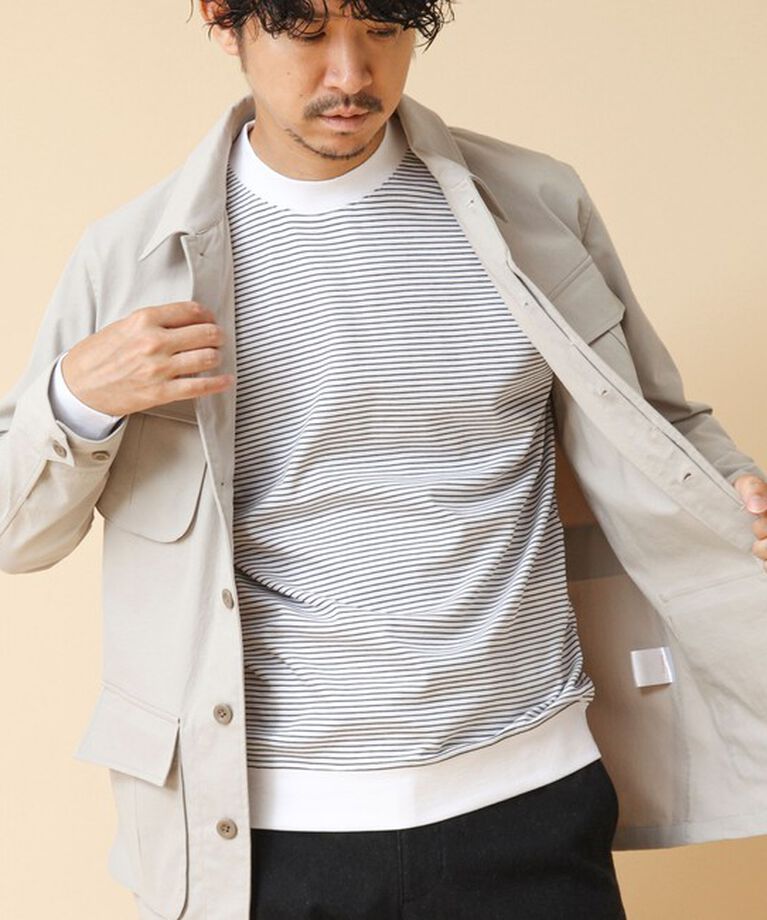 NOLLEY'S goodman「《ビジカジ対応》セミシルケットスムース ボーダードレスT長袖 24AW」|Tシャツ・カットソー|ホワイト