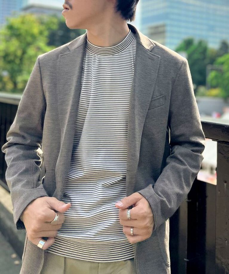 NOLLEY'S goodman「《ビジカジ対応》セミシルケットスムース ボーダードレスT長袖 24AW」|Tシャツ・カットソー|