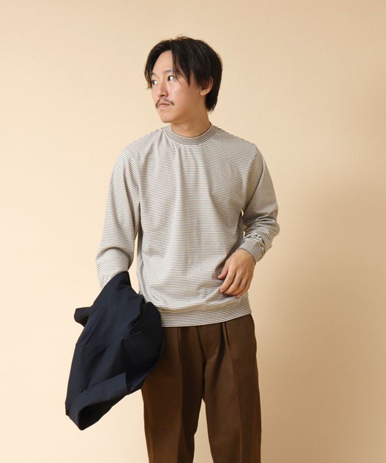 NOLLEY'S goodman「《ビジカジ対応》セミシルケットスムース ボーダードレスT長袖 24AW」|Tシャツ・カットソー|
