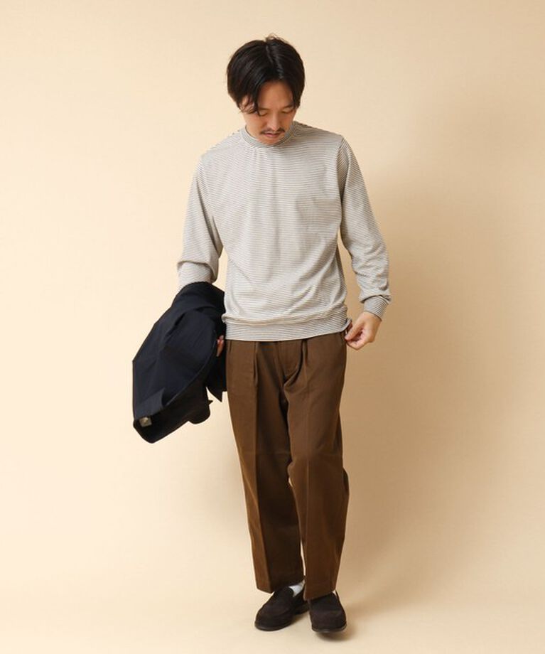NOLLEY'S goodman「《ビジカジ対応》セミシルケットスムース ボーダードレスT長袖 24AW」|Tシャツ・カットソー|