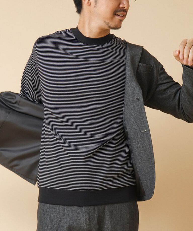 NOLLEY'S goodman「《ビジカジ対応》セミシルケットスムース ボーダードレスT長袖 24AW」|Tシャツ・カットソー|