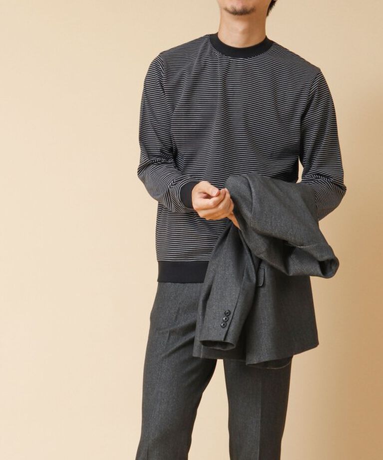 NOLLEY'S goodman「《ビジカジ対応》セミシルケットスムース ボーダードレスT長袖 24AW」|Tシャツ・カットソー|