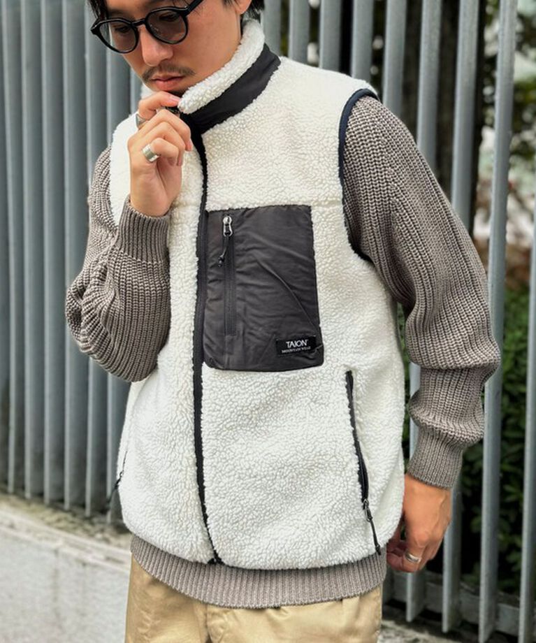 NOLLEY'S goodman「【TAION/タイオン】《配色別注》リバーシブル ボア×ダウンベスト 24AW」|ダウンベスト・ベスト|