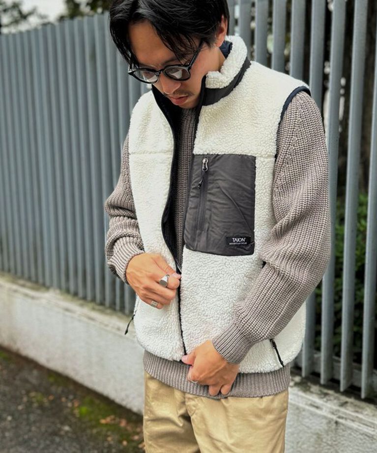 NOLLEY'S goodman「【TAION/タイオン】《配色別注》リバーシブル ボア×ダウンベスト 24AW」|ダウンベスト・ベスト|