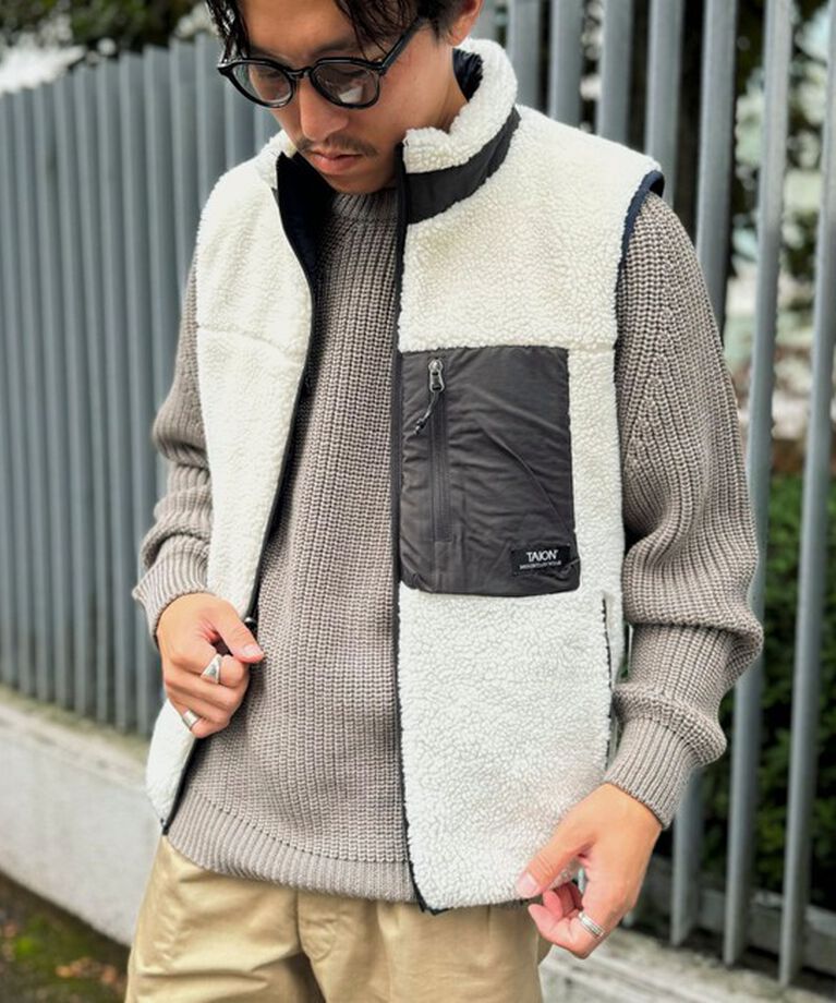 NOLLEY'S goodman「【TAION/タイオン】《配色別注》リバーシブル ボア×ダウンベスト 24AW」|ダウンベスト・ベスト|