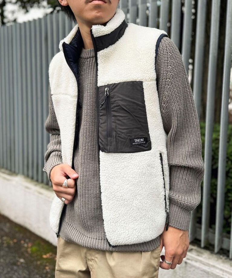 NOLLEY'S goodman「【TAION/タイオン】《配色別注》リバーシブル ボア×ダウンベスト 24AW」|ダウンベスト・ベスト|