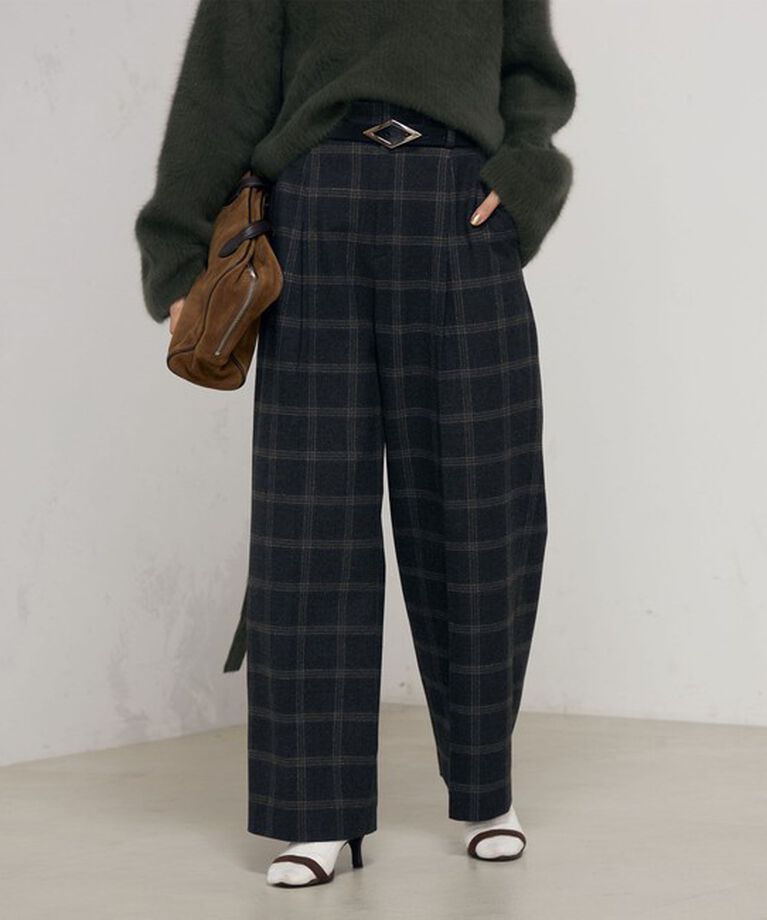 NOLLEY'S「◇【WEB限定】ウォッシャブル両面起毛チェックタックワイドパンツ」|その他|