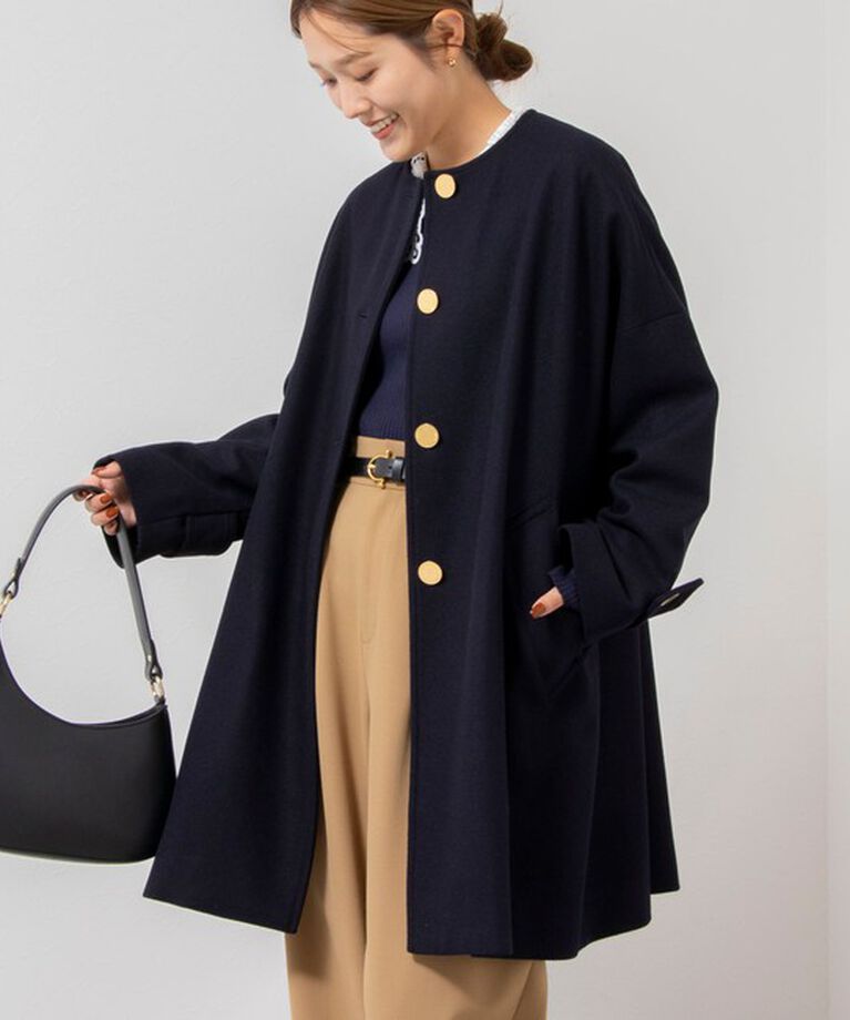 NOLLEY'S「【TRADITIONAL WEATHERWEAR】MALTON NO COLLAR」|ノーカラーコート|ネイビー