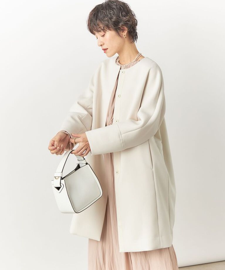 NOLLEY'S「ウォッシャブル軽量トリプルクロスサテン切替クルーネックコート」|ダッフルコート|
