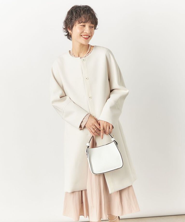 NOLLEY'S「ウォッシャブル軽量トリプルクロスサテン切替クルーネックコート」|ダッフルコート|